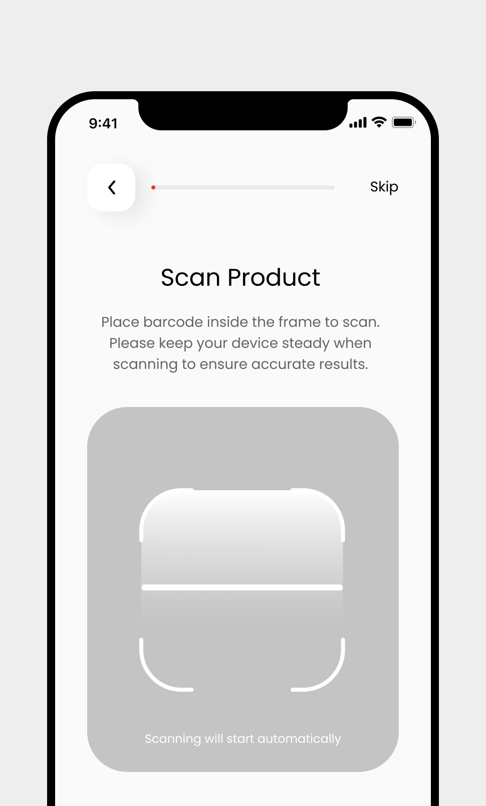 Screenshot of Digital Closet Scan Screen