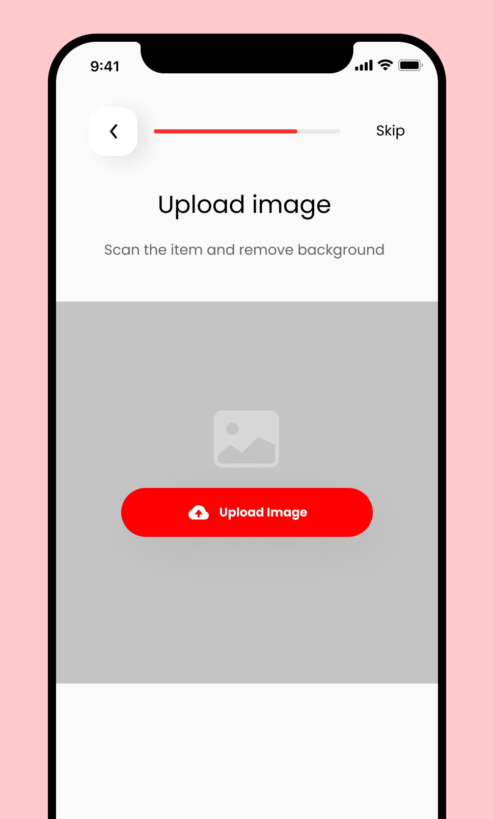 Screenshot of Digital Closet Upload a Picture Screen