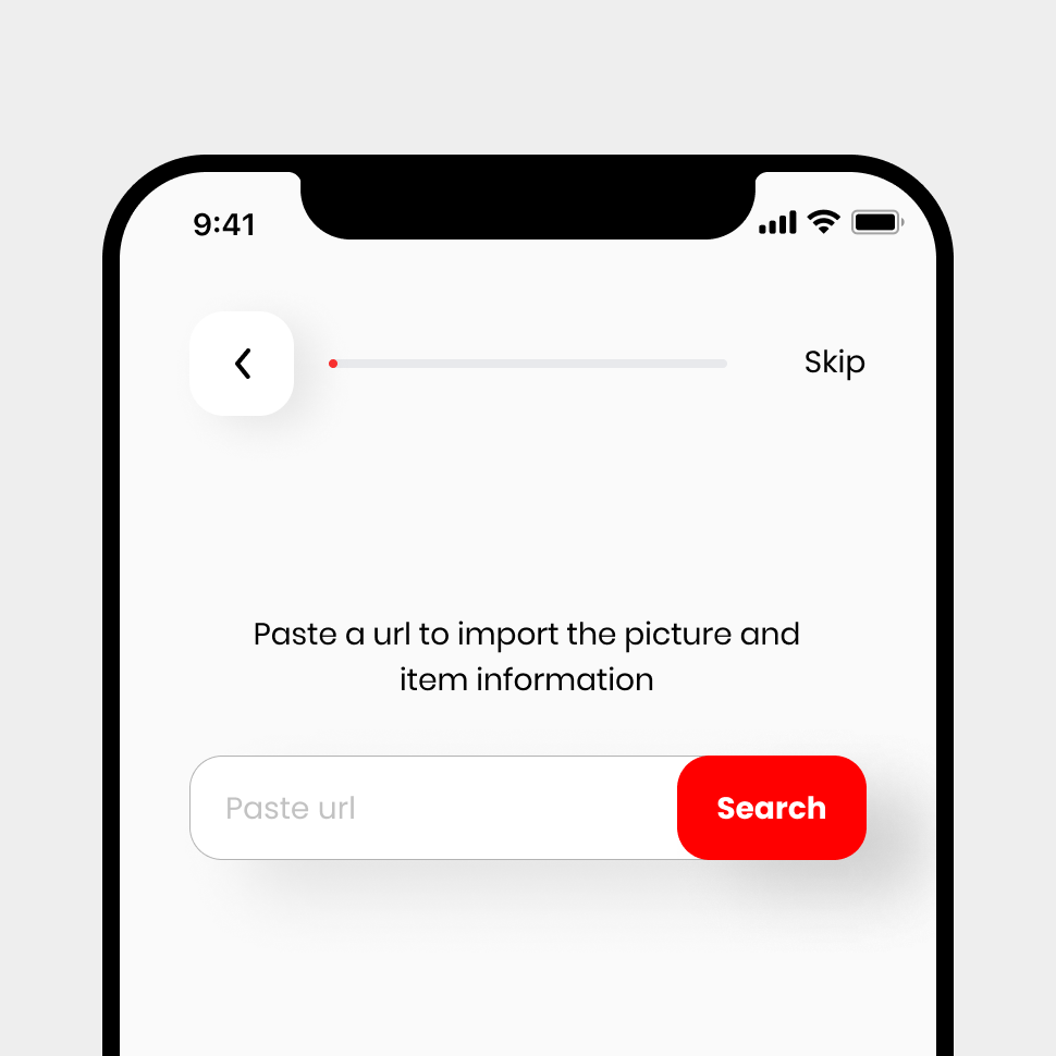 Screenshot of Digital Closet Paste URL screen