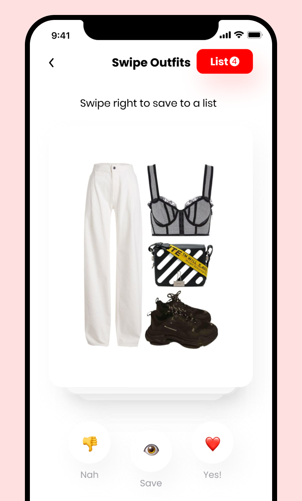 Digital Closet Swipe Screen