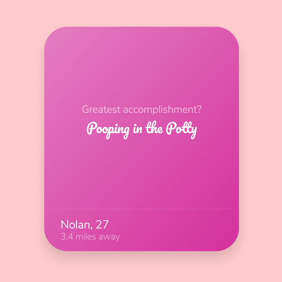 Screenshot of Hudello Swipe Card in Pink