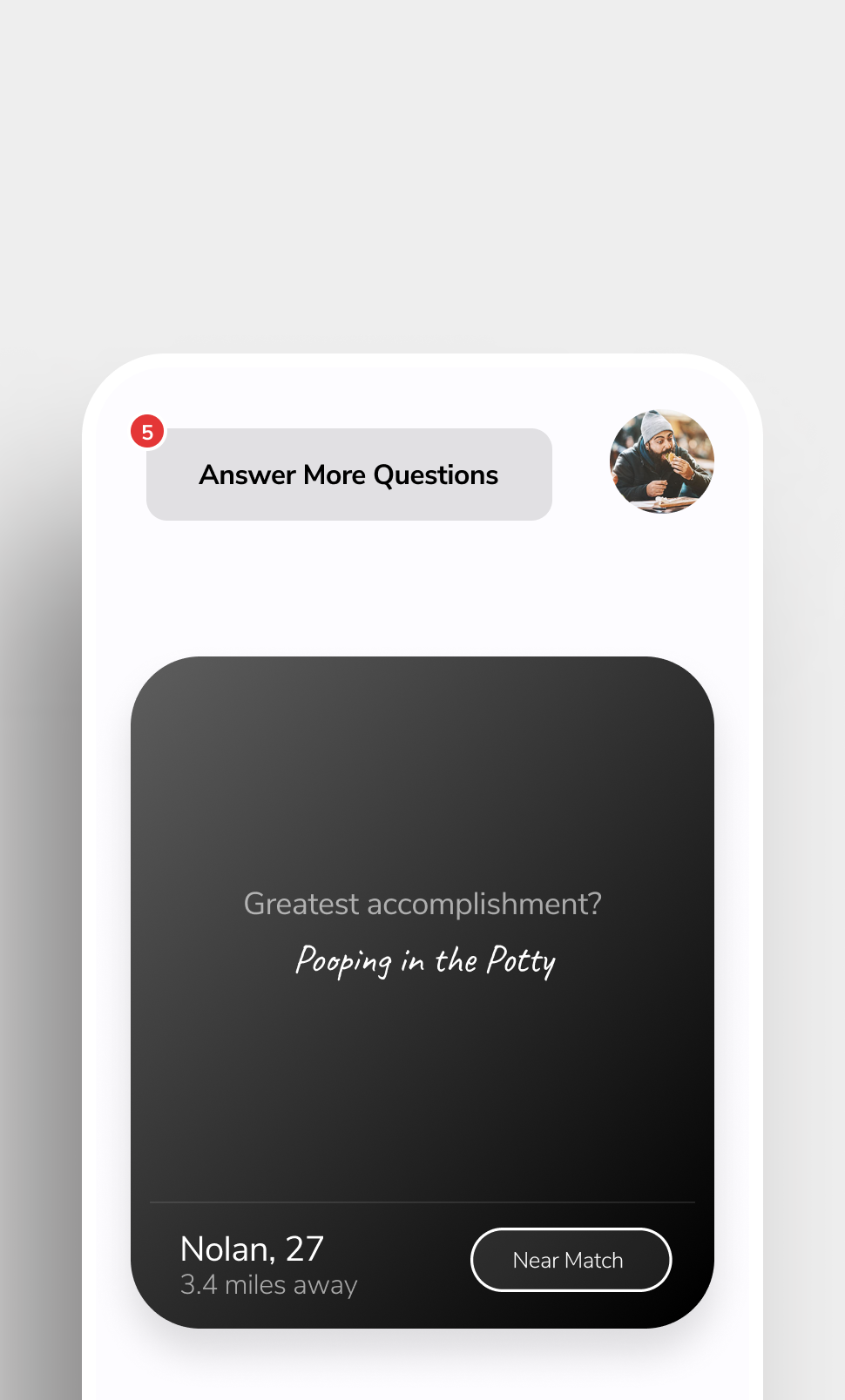 Screenshot of Hudello Swipe Screen in Black
