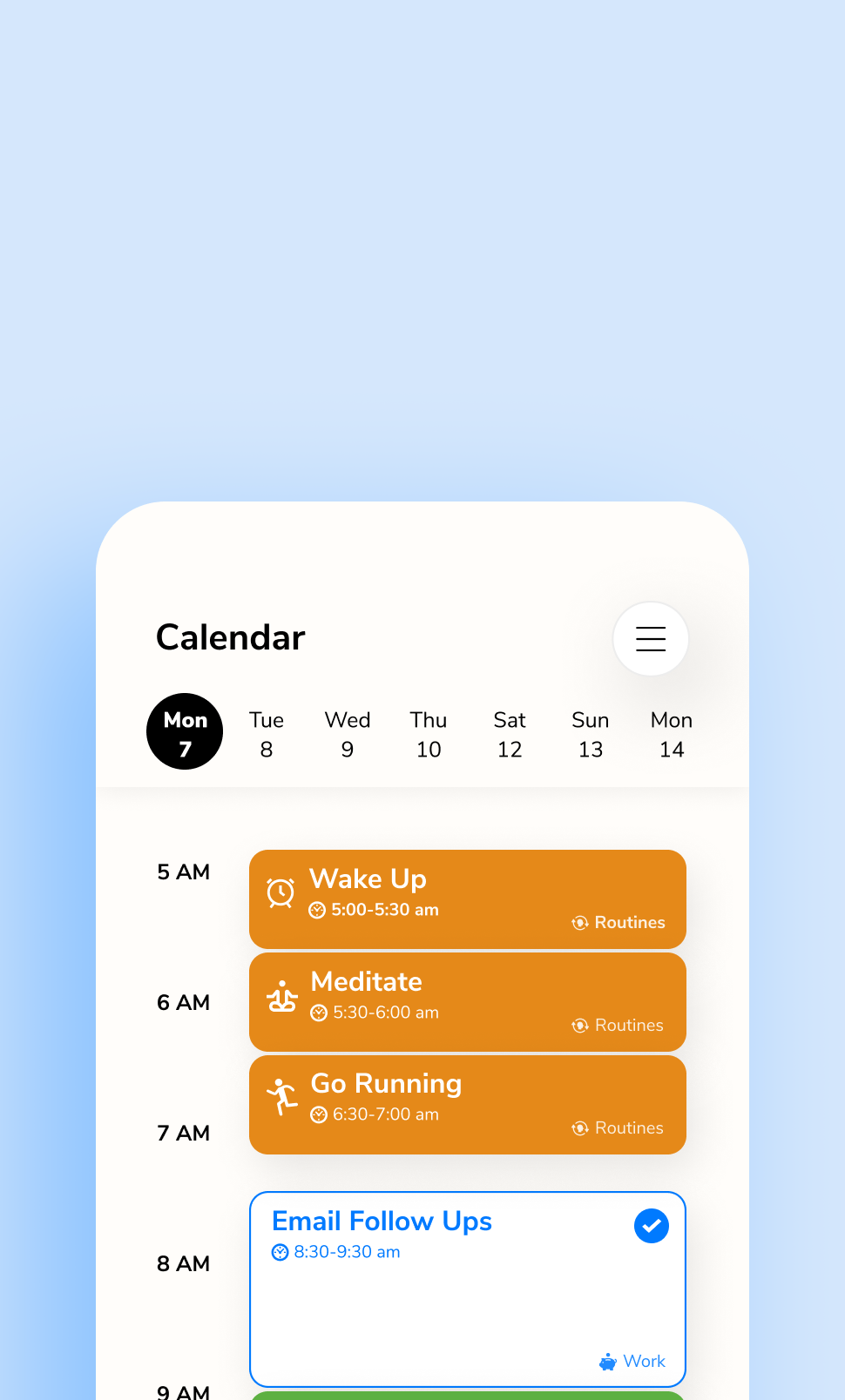 Screenshot of TaskTree Calendar on One Day
